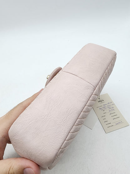 Chanel Soft Pink Aged Calfskin Chevron Medallion Charm Flap Bag GHW