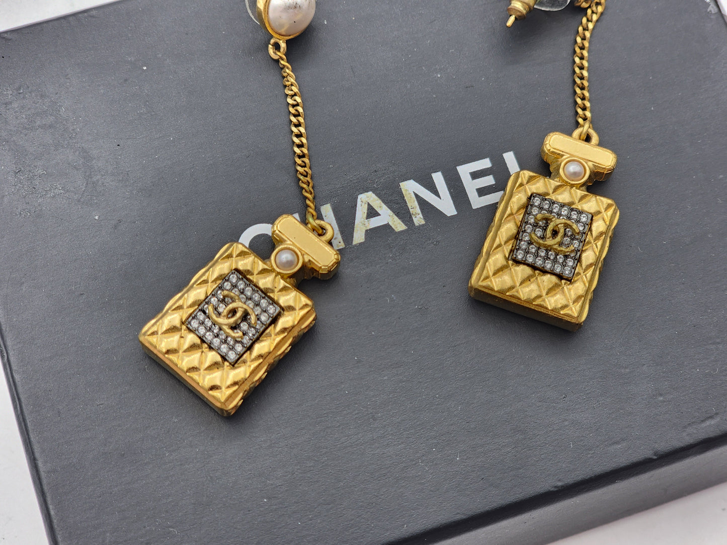 Chanel Gold Perfume Earrings
