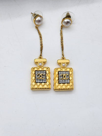 Chanel Gold Perfume Earrings