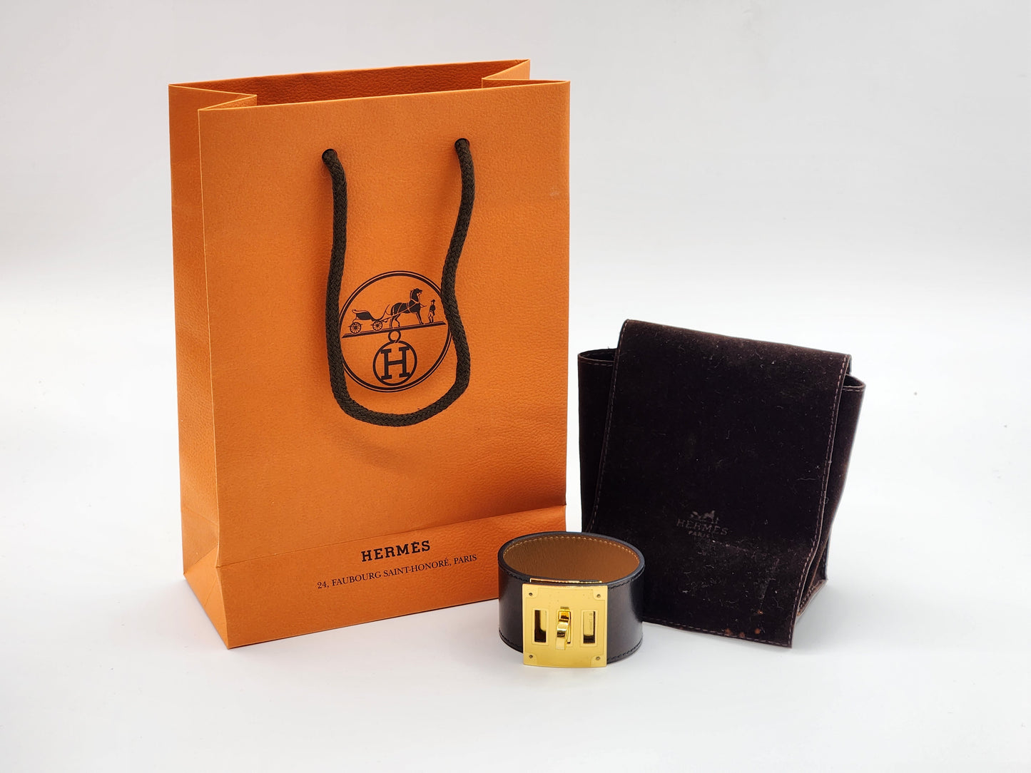 Hermes Black Kelly Dog Bracelet 35mm