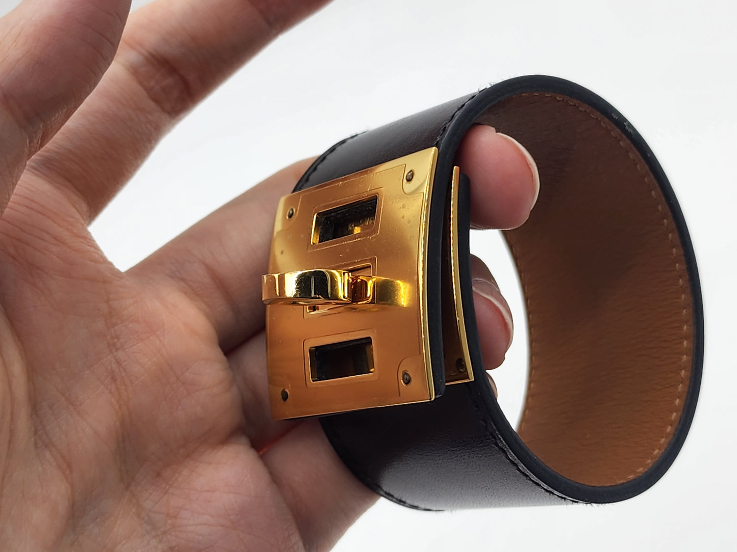Hermes Black Kelly Dog Bracelet 35mm