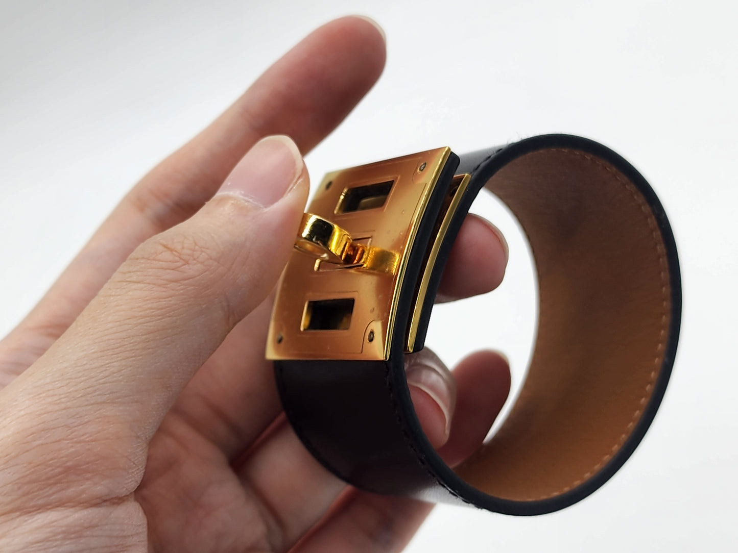 Hermes Black Kelly Dog Bracelet 35mm