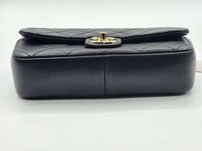 Chanel Black Lambskin Elegant Chain Flap Bag (LGHW)