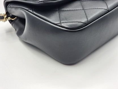 Chanel Black Lambskin Elegant Chain Flap Bag (LGHW)