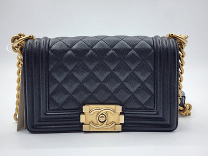 Chanel Black Caviar Small Boy (GHW)