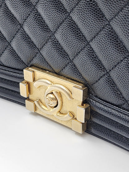 Chanel Black Caviar Small Boy (GHW)