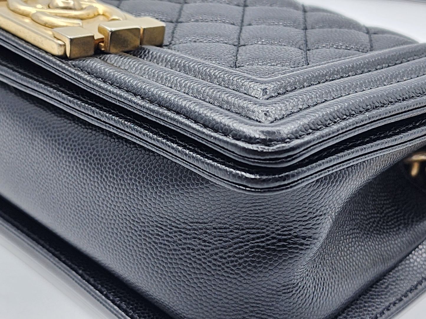 Chanel Black Caviar Small Boy (GHW)