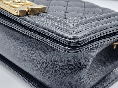 Chanel Black Caviar Small Boy (GHW)