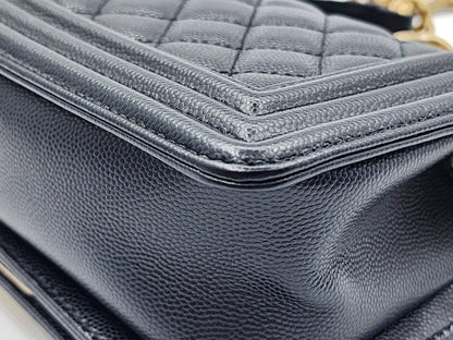 Chanel Black Caviar Small Boy (GHW)