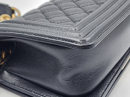 Chanel Black Caviar Small Boy (GHW)