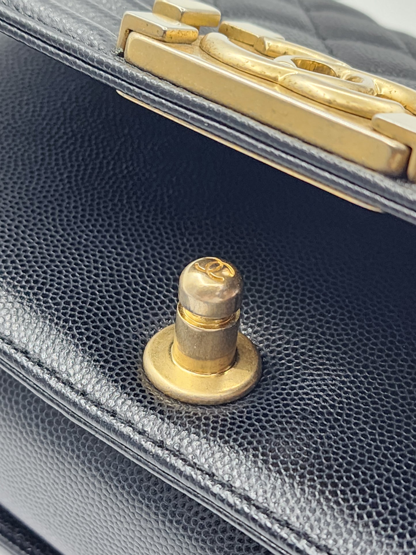 Chanel Black Caviar Small Boy (GHW)