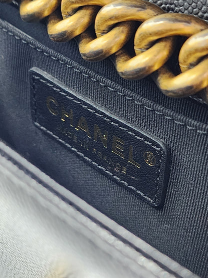 Chanel Black Caviar Small Boy (GHW)