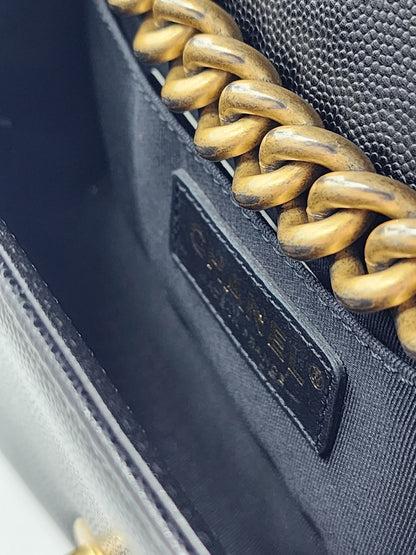 Chanel Black Caviar Small Boy (GHW)