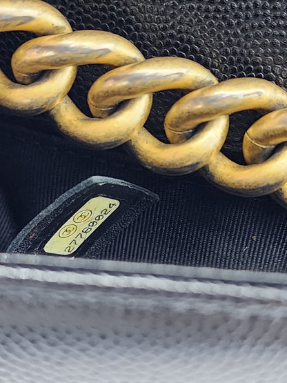 Chanel Black Caviar Small Boy (GHW)