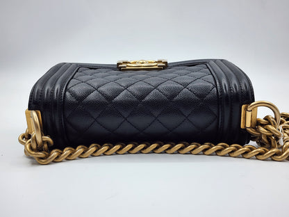 Chanel Black Caviar Small Boy (GHW)