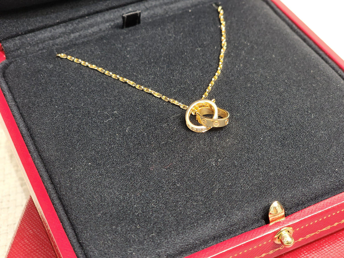 Cartier Rose Gold Love Pendant Half Paved Necklace