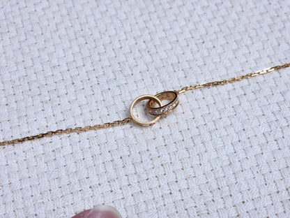 Cartier Rose Gold Love Pendant Half Paved Necklace