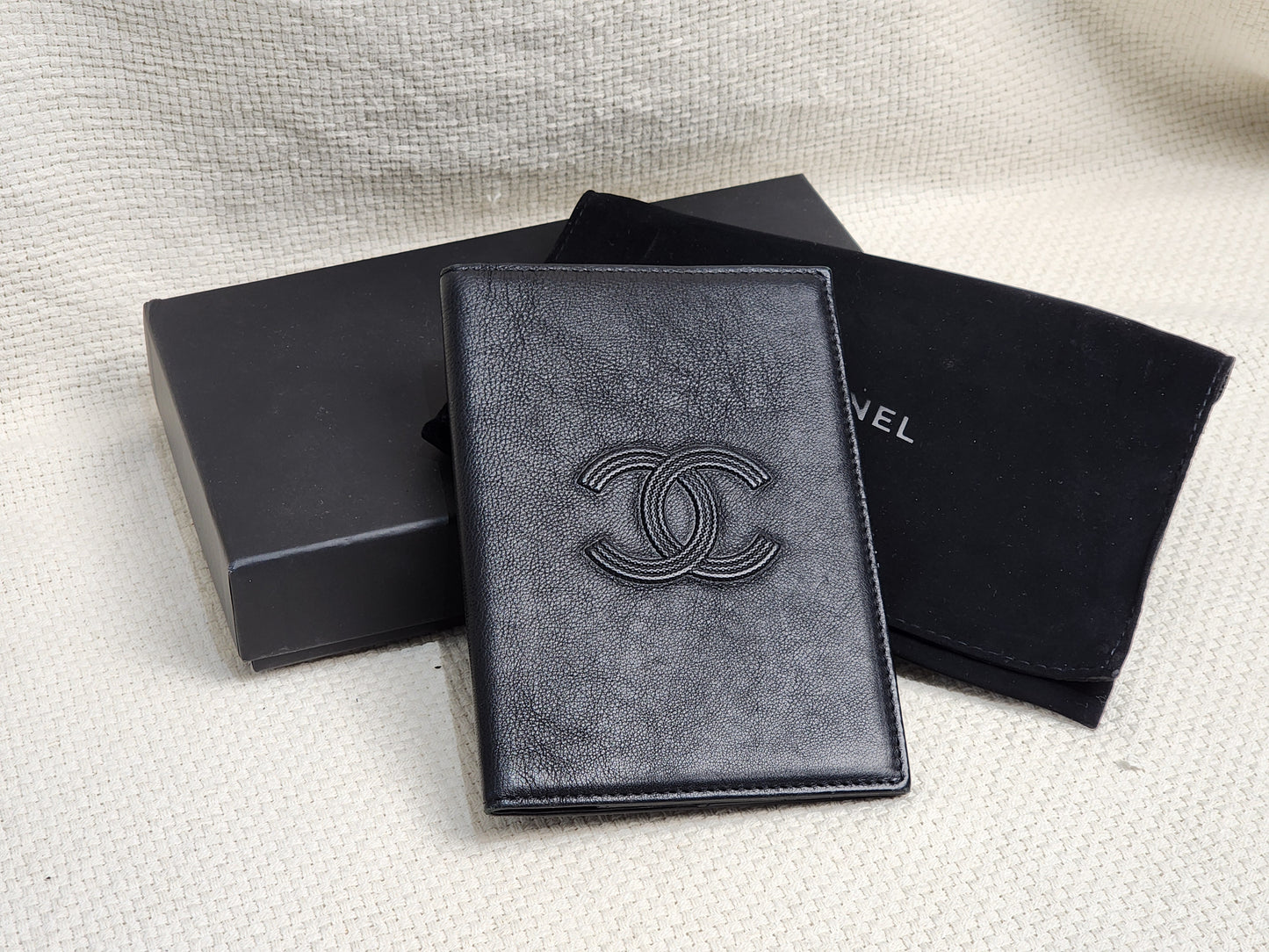 Chanel Black Calfskin Timeless Passport Holder