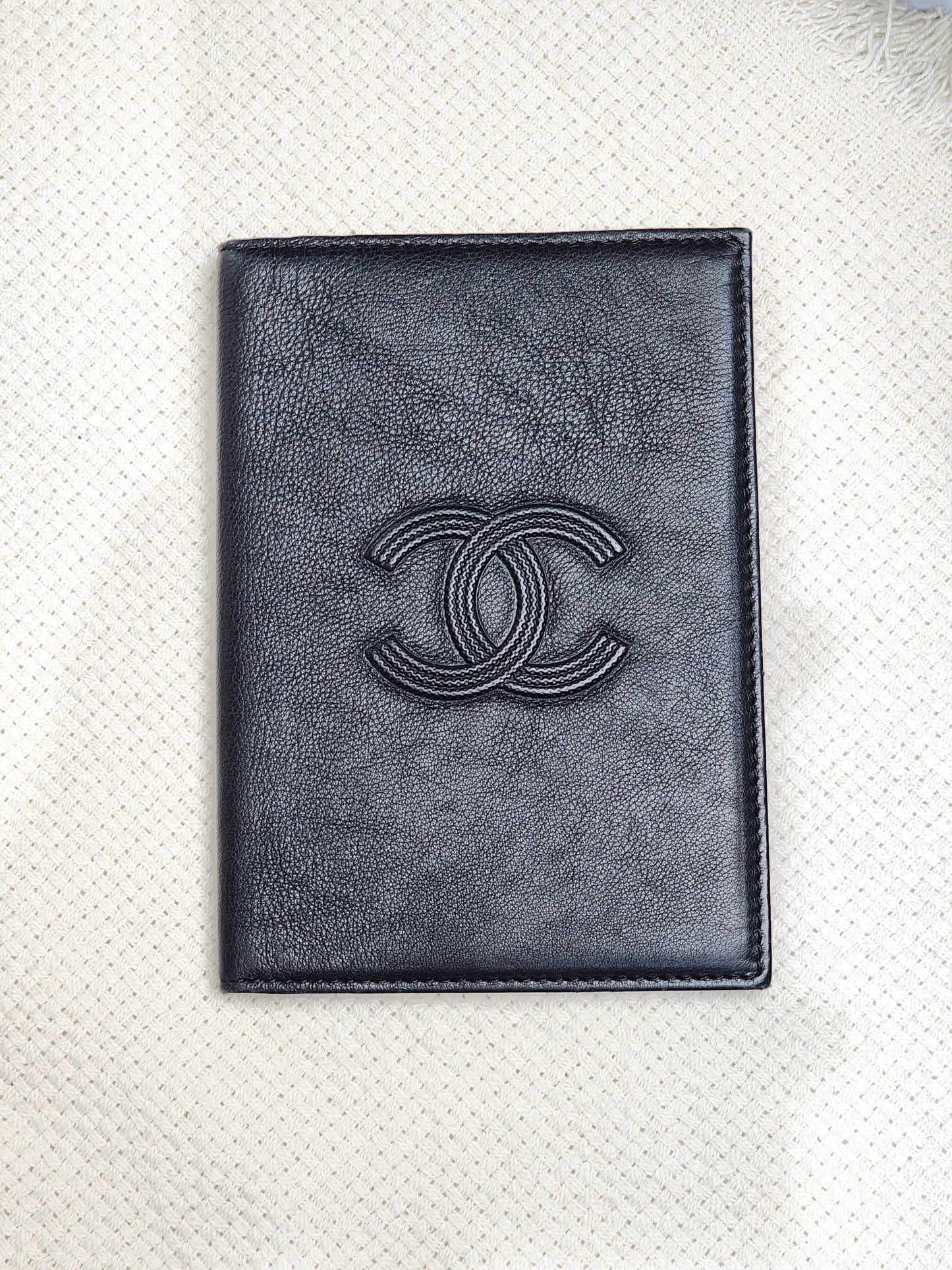 Chanel Black Calfskin Timeless Passport Holder
