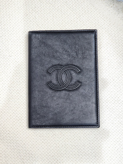 Chanel Black Calfskin Timeless Passport Holder