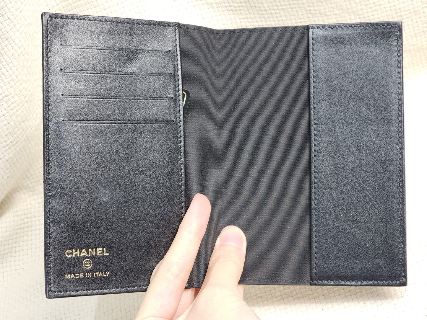 Chanel Black Calfskin Timeless Passport Holder