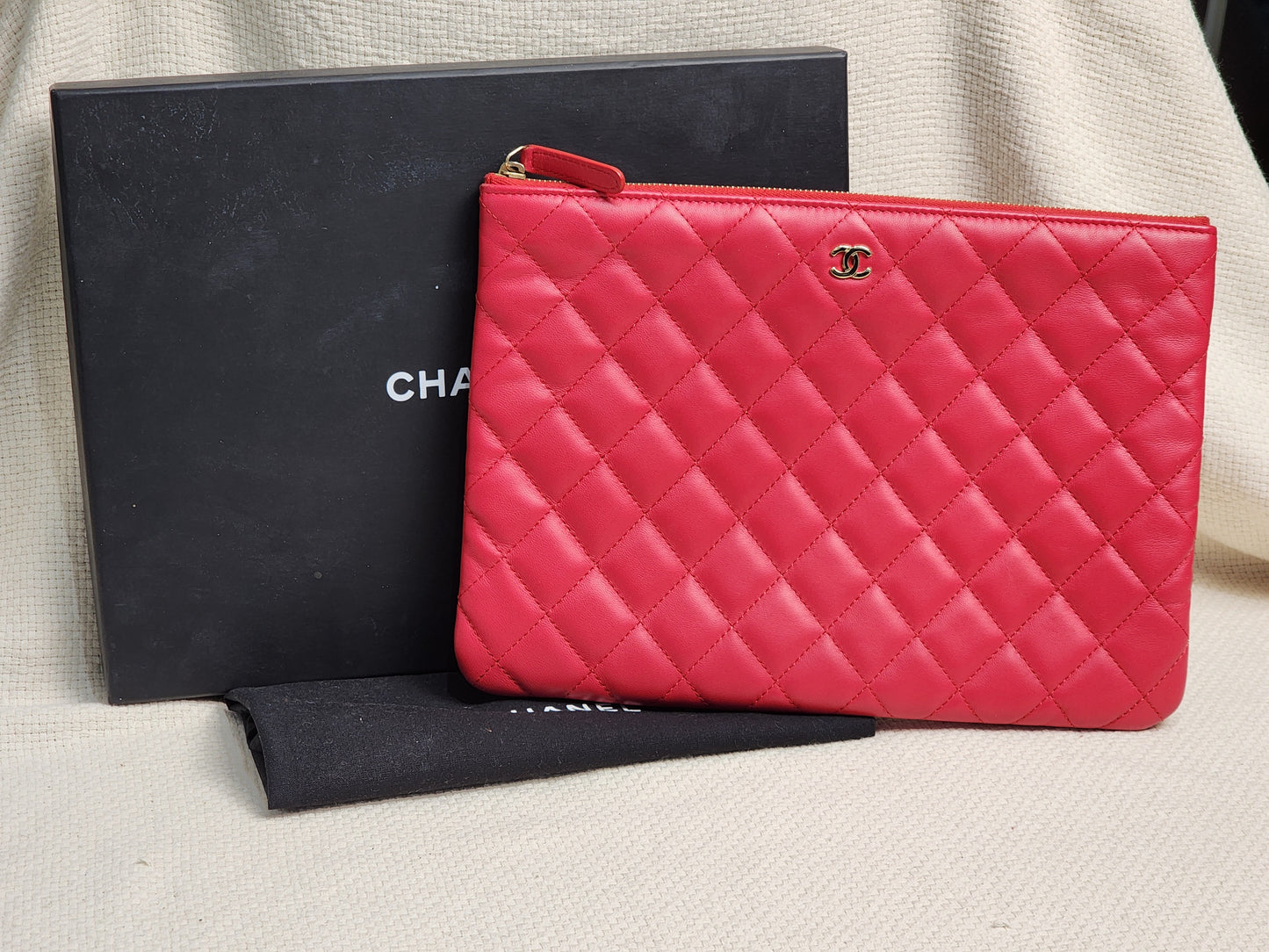 Chanel Red Medium Lambskin O’case GHW