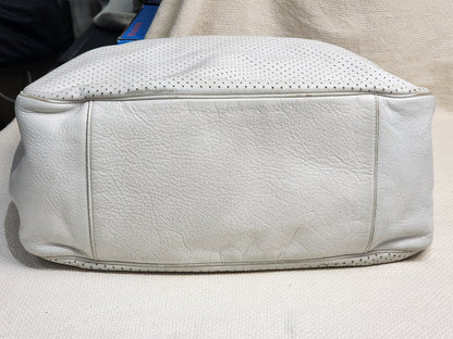 YSL White Perforated Leather Roady Hobo