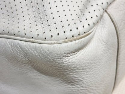 YSL White Perforated Leather Roady Hobo