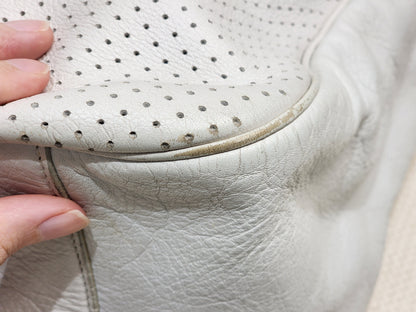 YSL White Perforated Leather Roady Hobo