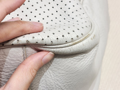 YSL White Perforated Leather Roady Hobo