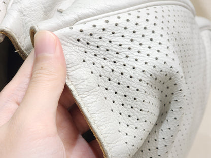 YSL White Perforated Leather Roady Hobo