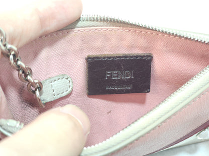 Fendi Beige Pink Monster Eyes Zipped Coin Pouch
