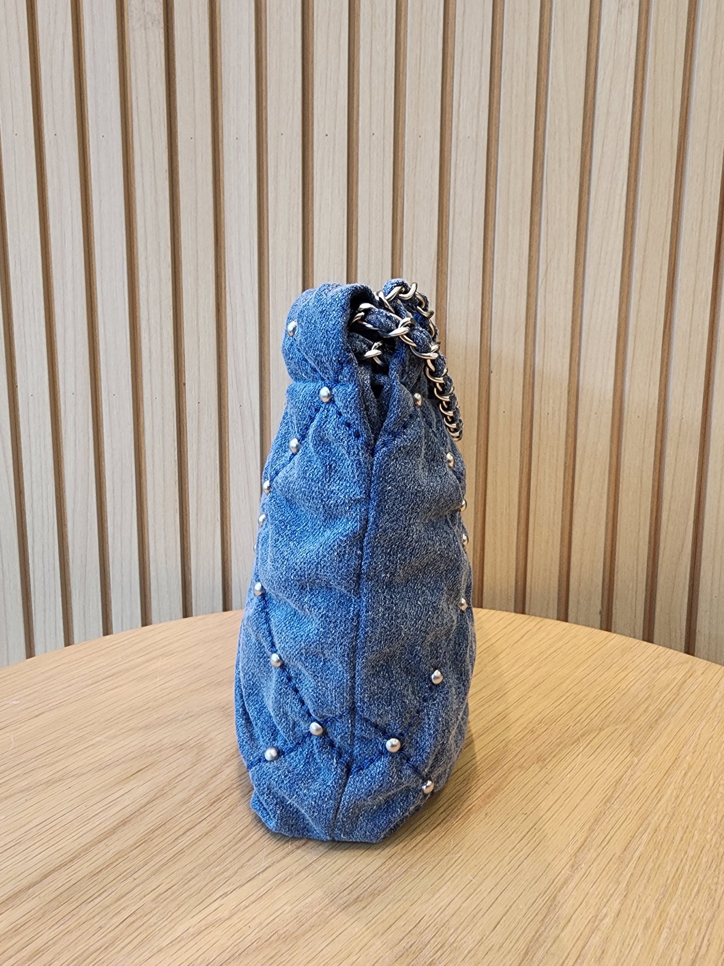 Chanel Denim Studded Mini 22 (SHW)