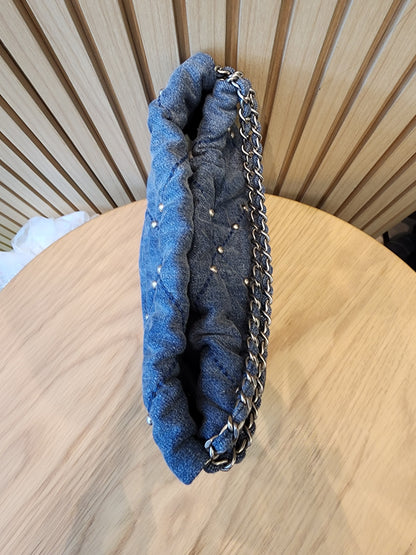 Chanel Denim Studded Mini 22 (SHW)