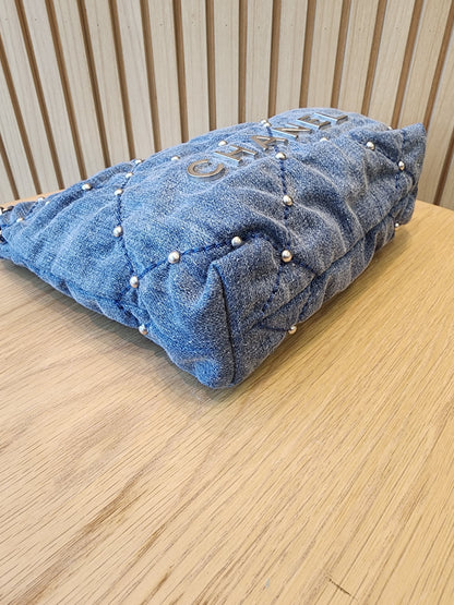 Chanel Denim Studded Mini 22 (SHW)