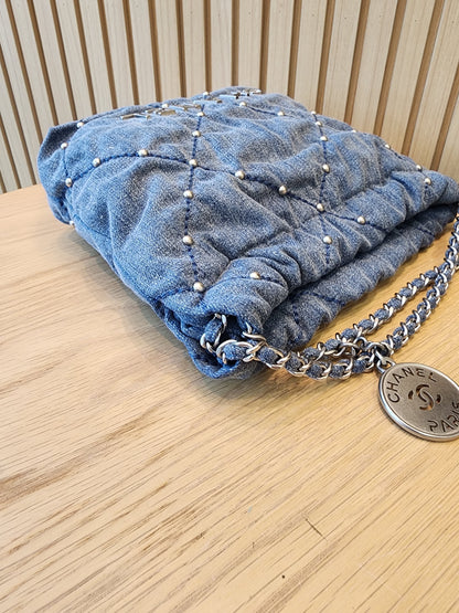 Chanel Denim Studded Mini 22 (SHW)