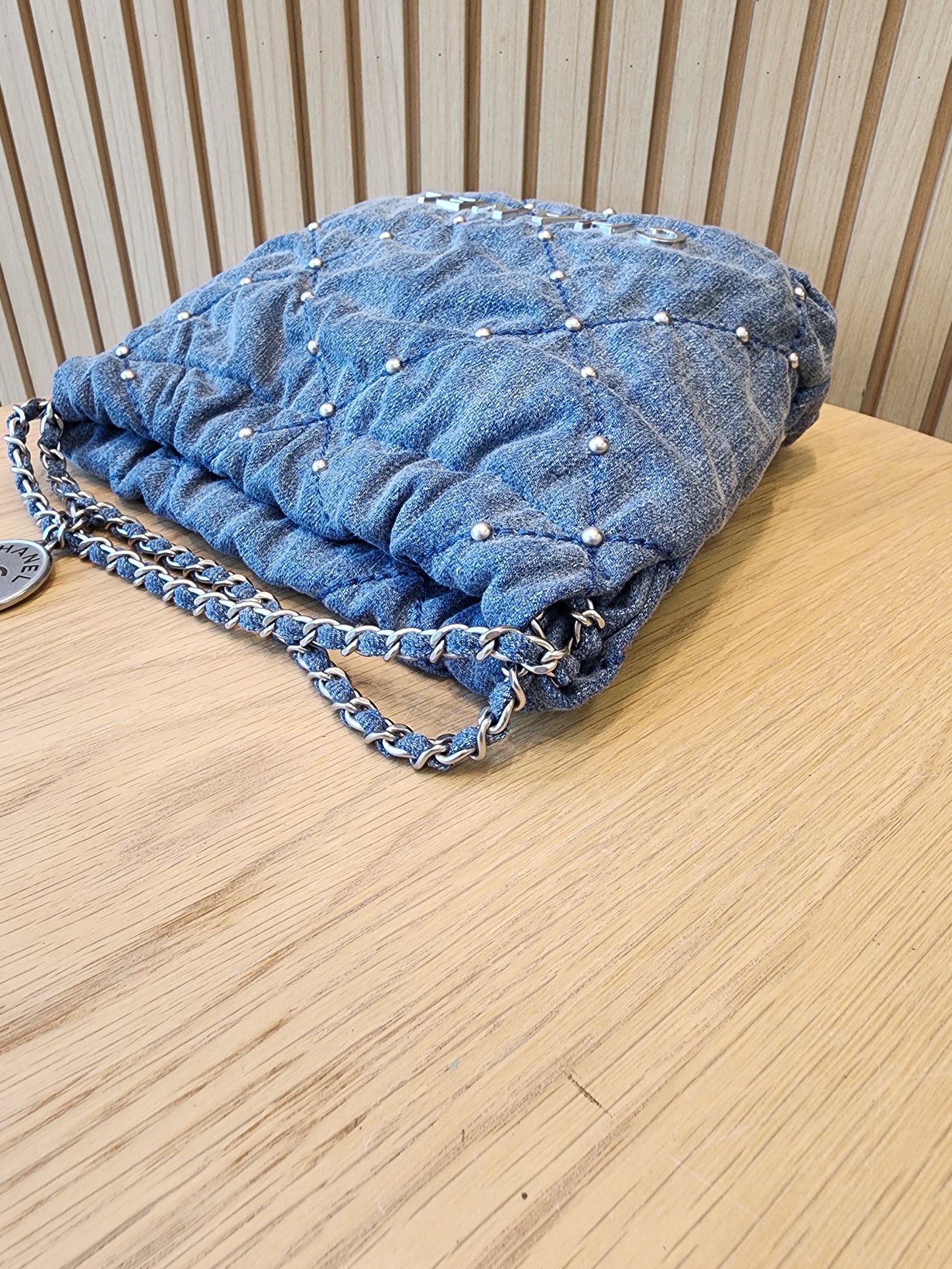 Chanel Denim Studded Mini 22 (SHW)