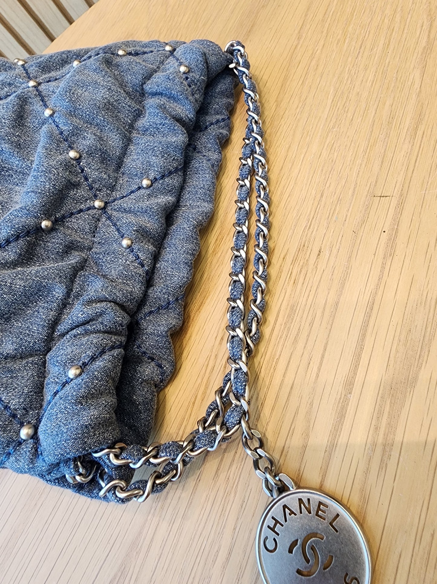 Chanel Denim Studded Mini 22 (SHW)