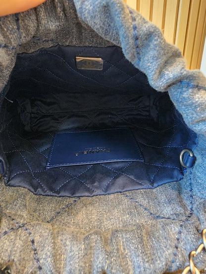 Chanel Denim Studded Mini 22 (SHW)