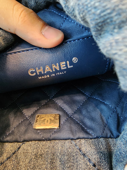 Chanel Denim Studded Mini 22 (SHW)