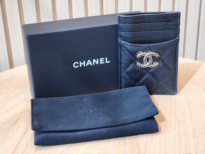 Black Caviar 23K Crystal Logo Vertical Card Case (LGHW)
