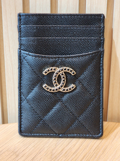 Black Caviar 23K Crystal Logo Vertical Card Case (LGHW)