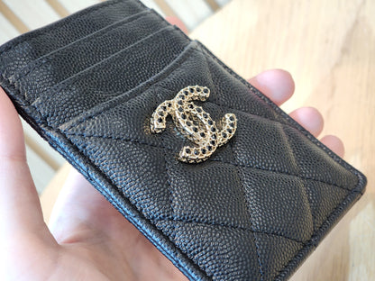 Black Caviar 23K Crystal Logo Vertical Card Case (LGHW)