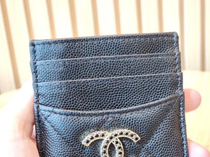 Black Caviar 23K Crystal Logo Vertical Card Case (LGHW)