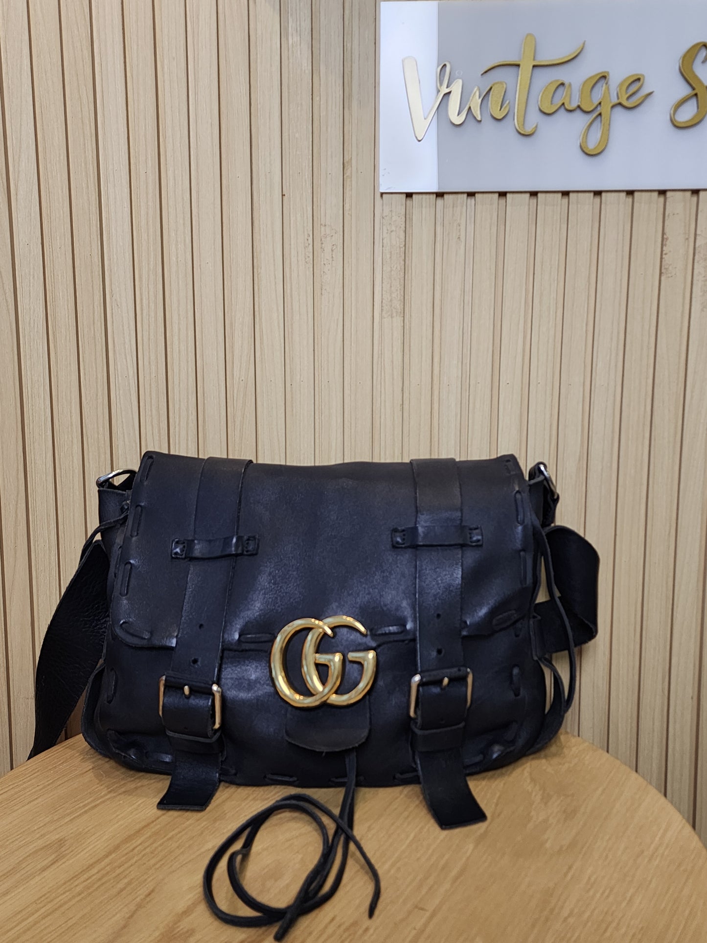 Gucci Black Marmont Laced Messenger Bag