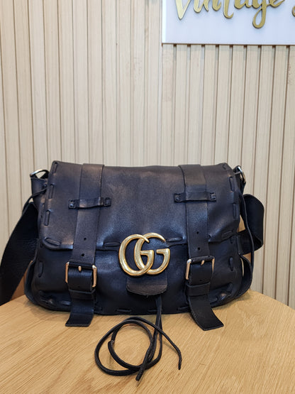 Gucci Black Marmont Laced Messenger Bag