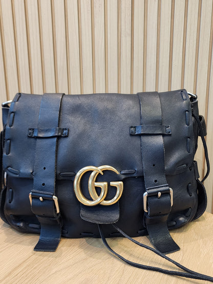 Gucci Black Marmont Laced Messenger Bag
