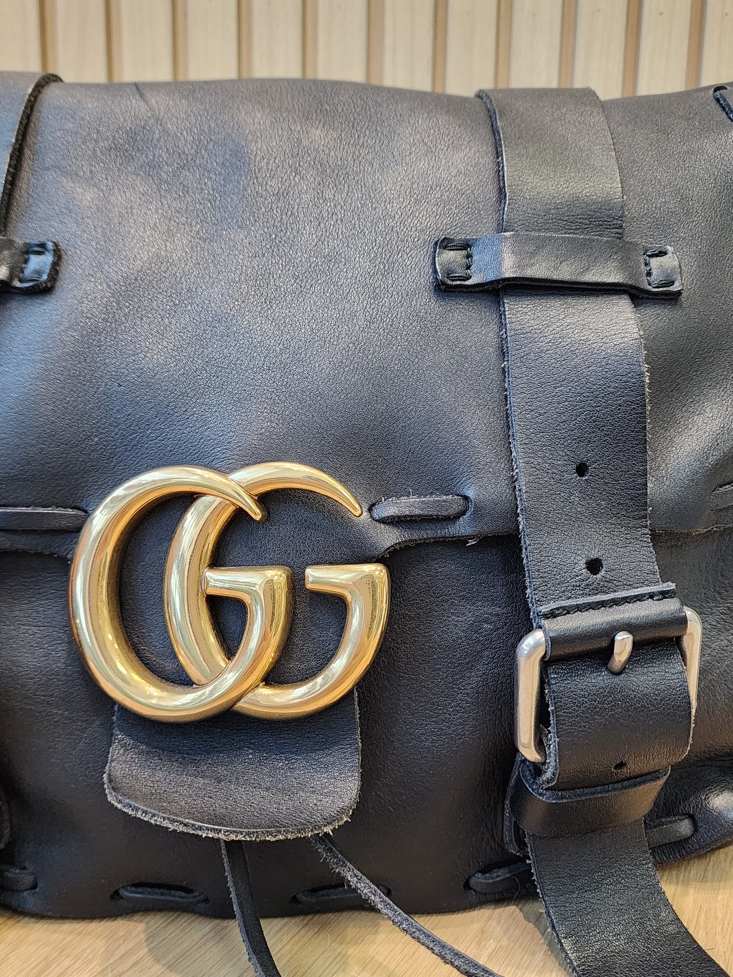 Gucci Black Marmont Laced Messenger Bag