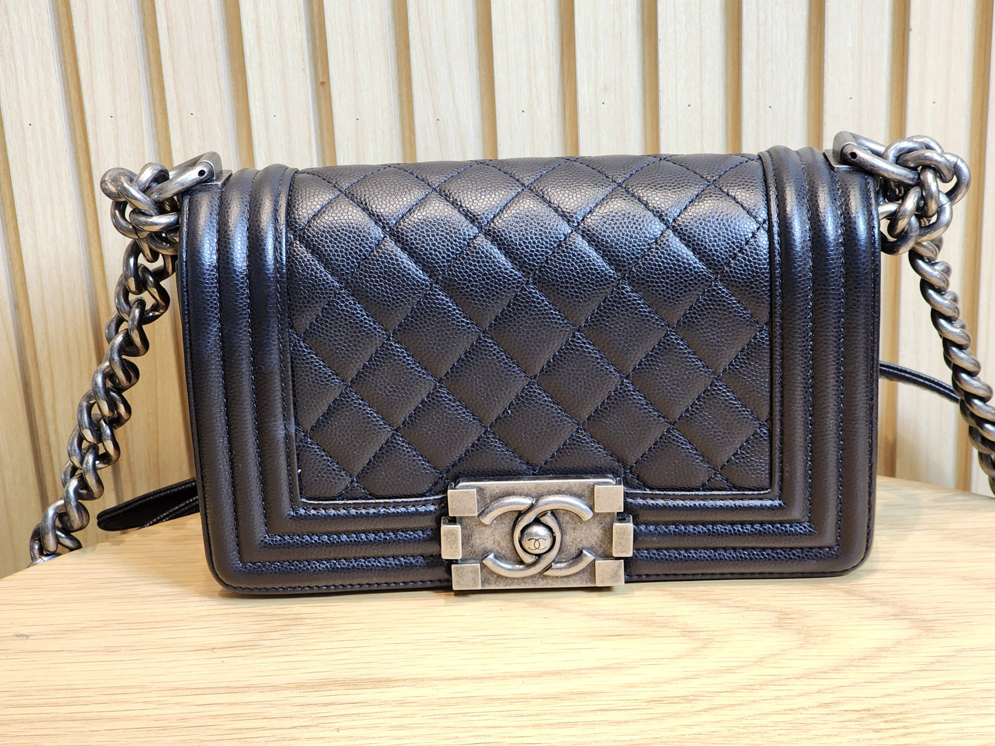 Chanel Black Caviar Small Boy (RHW)