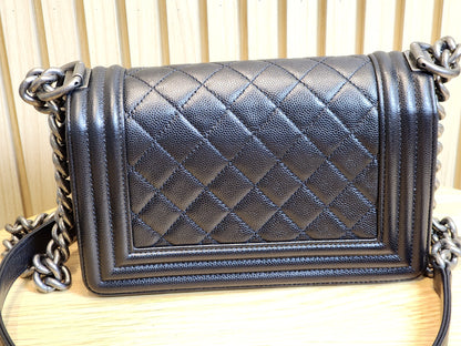 Chanel Black Caviar Small Boy (RHW)
